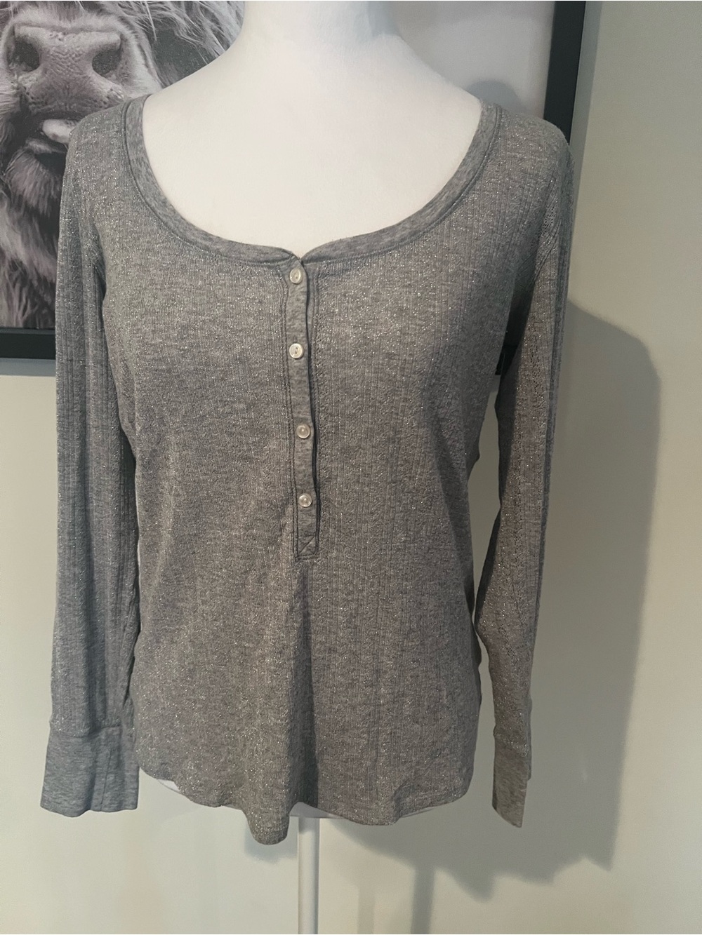 Victoria's Secret Gray Long-Sleeve Henley Top